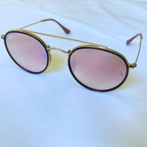 Ray Ban RB 3647-N 001/70 Round Double Bridge Gradient Mirror Sunglasses